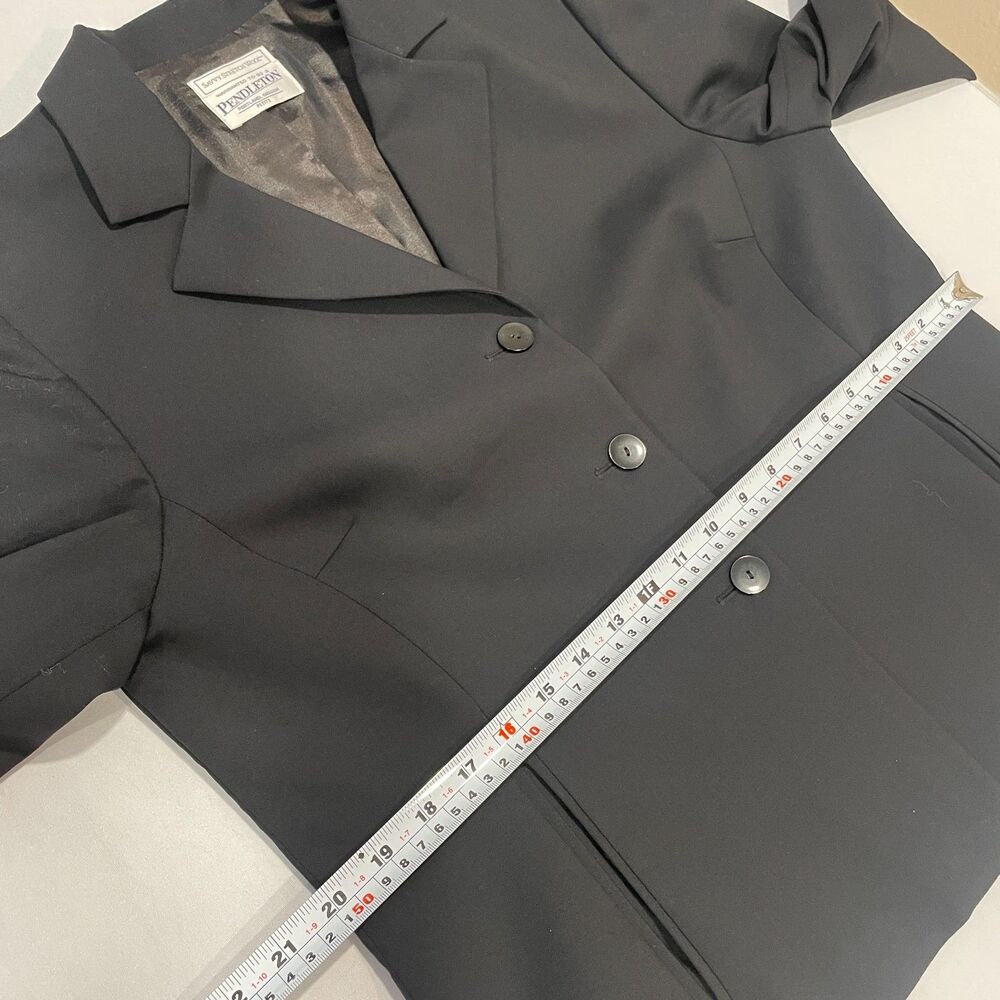 ~ Pendleton Blazer Black Stretch Wool 12p* No Tag Portland OR Vtg Lapel Pocket - Picture 12 of 15